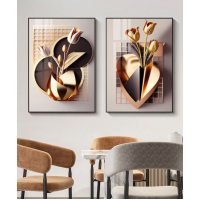Decoration Home Wall Painting Beige And Gold Color